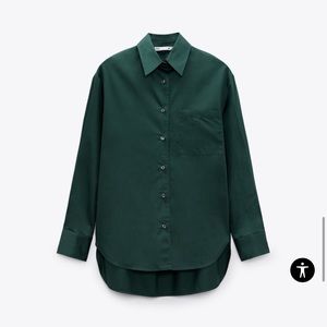 Women ZARA ASYMMETRIC POPLIN SHIRT